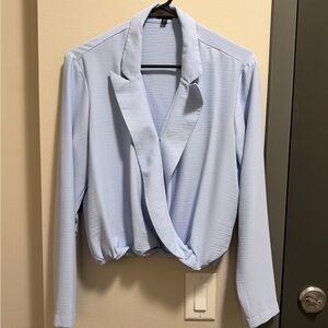 Express Sky Blue Women's Wrap Blouse